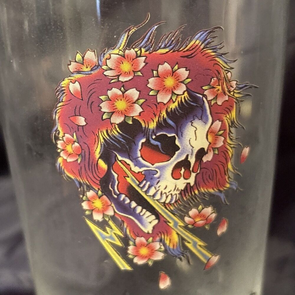 Ed Hardy  By Christian Audigier Skull/ Flowers And Fire Drinking‎ Glass Tall - Picture 2 of 5